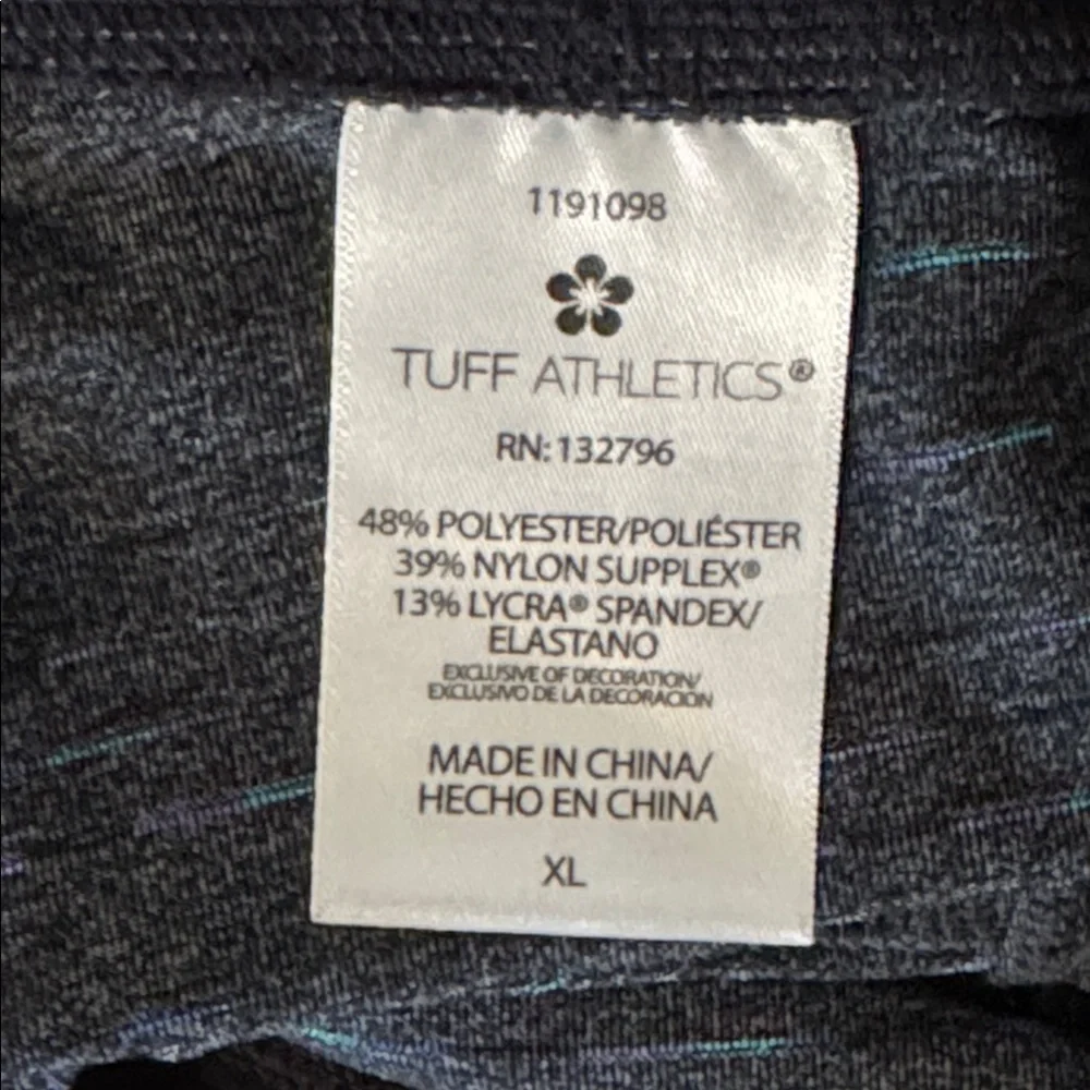 Tuff Athletics Leggings w Zip Security Pocket Gray Micro Stripe Women’s XL - Picture 10 of 12